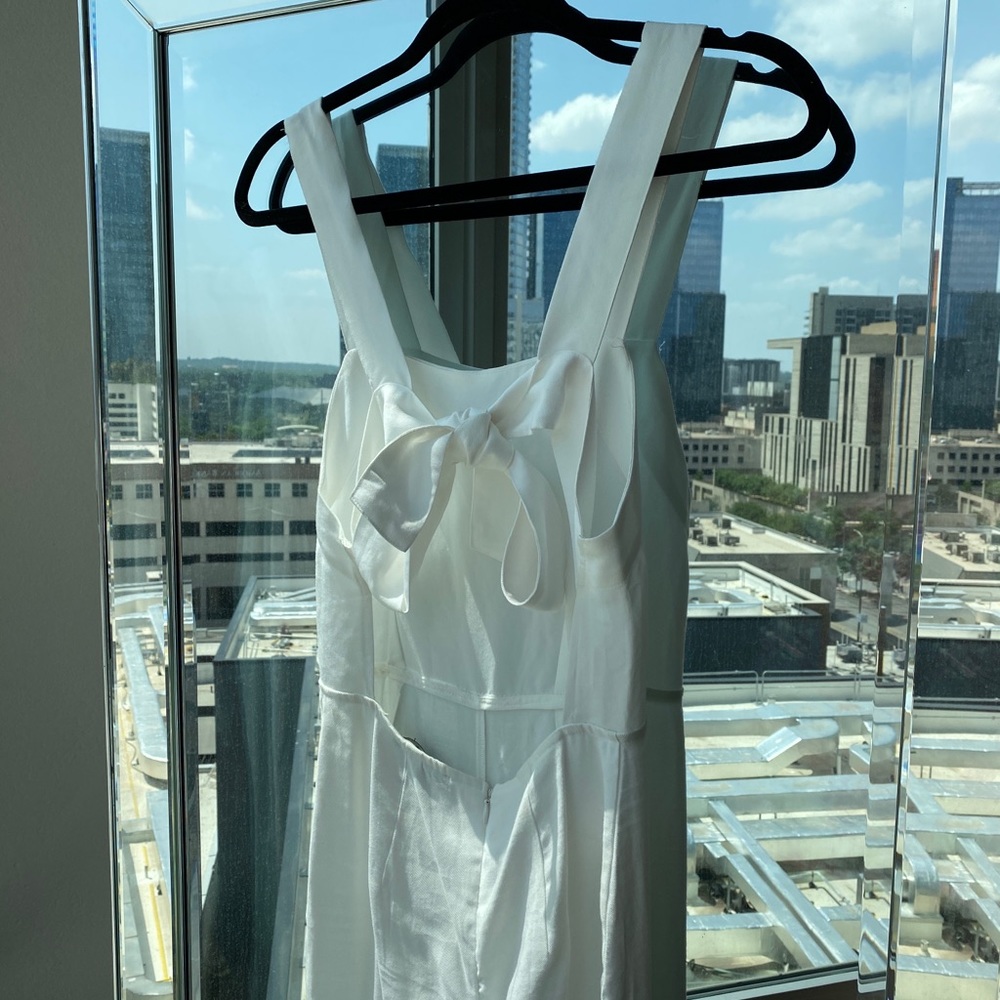 White wide leg tie back jumpsuit